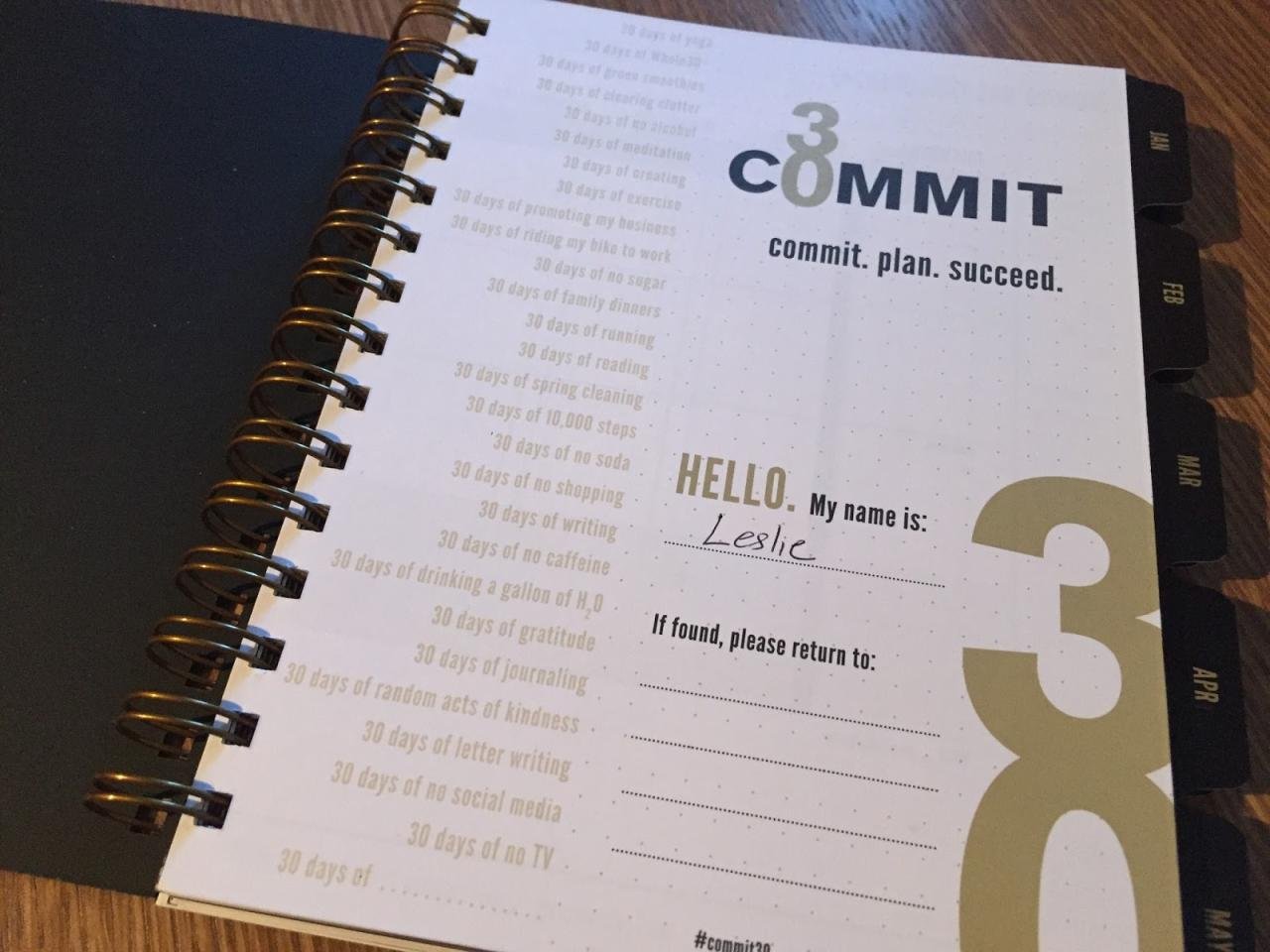 Commit 30 fitness planner